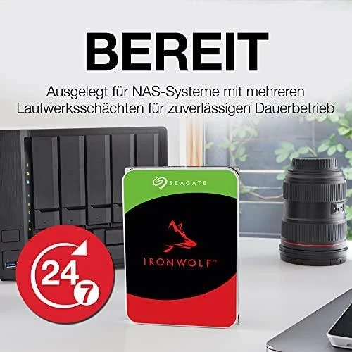 „SEAGATE NAS HDD 8TB IronWolf 7200rpm 6Gb/s SATA 256MB cache 8,9cm 3,5inch 24x7“ skirtas NAS ir RAID Rackmount sistemoms, juodos spalvos