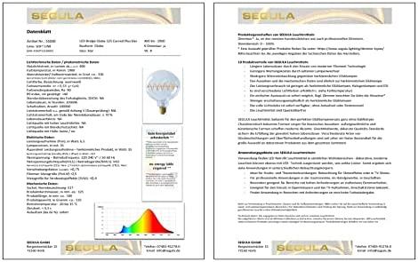 „Segula LED Bridge Globe 125 Curved Plus“ permatomas E27 6,5W 1900K
