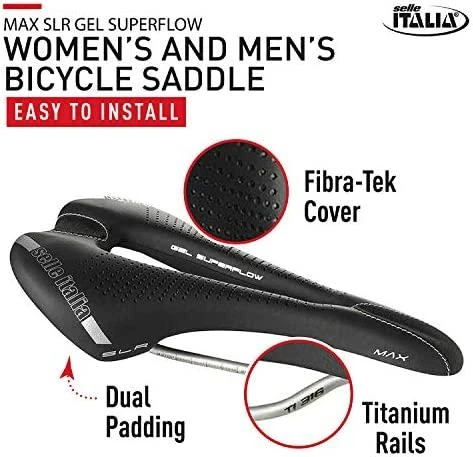 Selle Italia balnas SELLE ITALIA MAX SLR GEL SUPERFLOW L (id atitikimas - L3) TI 316 Tube 7, fiber-tek, 280g, juodas (NAUJAS)