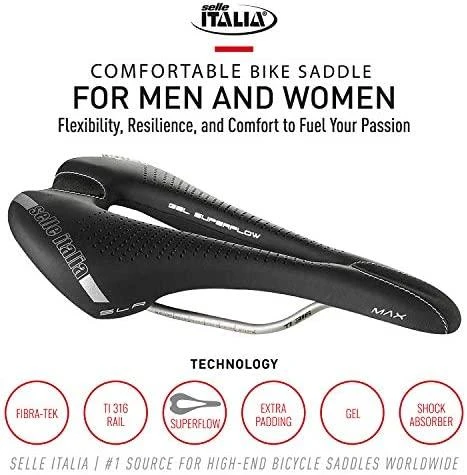 Selle Italia balnas SELLE ITALIA MAX SLR GEL SUPERFLOW L (id atitikimas - L3) TI 316 Tube 7, fiber-tek, 280g, juodas (NAUJAS)