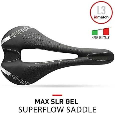 Selle Italia balnas SELLE ITALIA MAX SLR GEL SUPERFLOW L (id atitikimas - L3) TI 316 Tube 7, fiber-tek, 280g, juodas (NAUJAS)