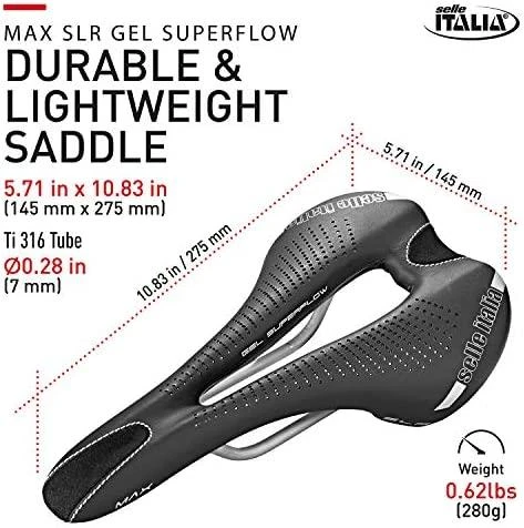 Selle Italia balnas SELLE ITALIA MAX SLR GEL SUPERFLOW L (id atitikimas - L3) TI 316 Tube 7, fiber-tek, 280g, juodas (NAUJAS)