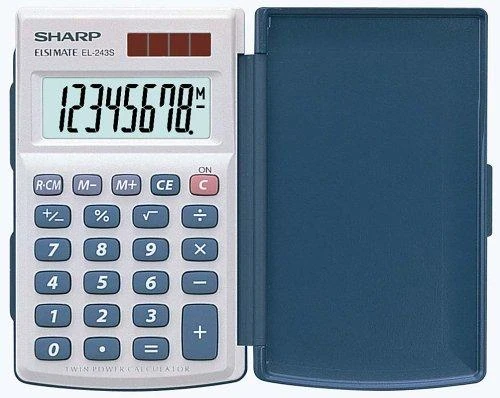 Kišeninis skaičiuotuvas Sharp SH-EL243S, šviesiai pilkos spalvos korpusas