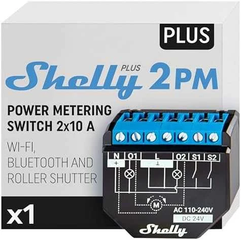 Shelly Plus 2PM 2x - 2 kanalų relė žaliuzių ir variklio valdymas su energijos matavimu Wifi Bluetooth