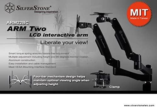 Laikiklis SST-ARM22BC (SST-ARM22BC) „SilverStone“ laikrodžio stalas su 2 monitoriais