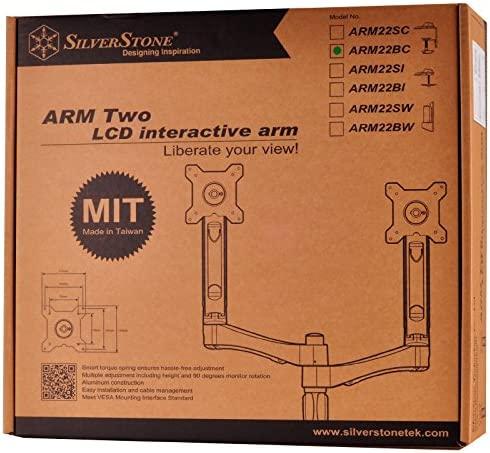 Laikiklis SST-ARM22BC (SST-ARM22BC) „SilverStone“ laikrodžio stalas su 2 monitoriais