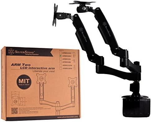 Laikiklis SST-ARM22BC (SST-ARM22BC) „SilverStone“ laikrodžio stalas su 2 monitoriais