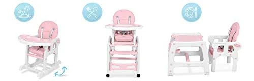 Ricokids Rožinė 5-in-1 kūdikio maitinimo kėdutė, daugiafunkcinė maitinimo kėdutė su reguliuojamu padėklu, supamoji kėdutė, paaukštinimas, vaikiška kėdutė 6-36 mėnesiams