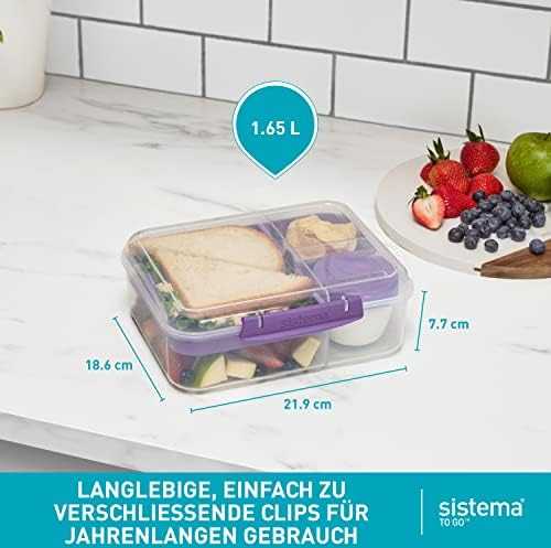 Sistema Bento To Go 1650ml: Dėžutė maistui su 5 skyreliais ir puodeliu