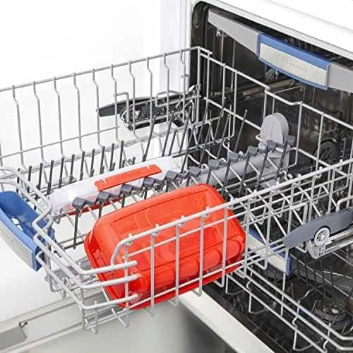 Sistema Stačiakampė mikrobangų krosnelėje šildoma priešpiečių dėžutė, 1,25 l, raudona