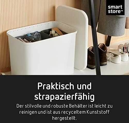 Orthex SmartStore Collect rūšiavimo rinkinys su faneros dangteliu, 76 L, baltas