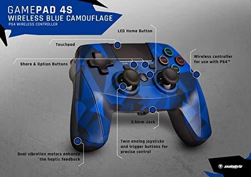 Įvairūs „Snakebyte Playstation“ valdikliai ŽAIDIMAS: PAD 4 S WIRELESS Camouflage Blau (PS4)
