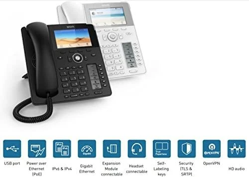 Snom D785N, IP telefonas, Juoda, Laidinis ragelis, Dažnio ribose, Už dažnio ribos, SIP informacija, 12 linijų, 10000 įrašų