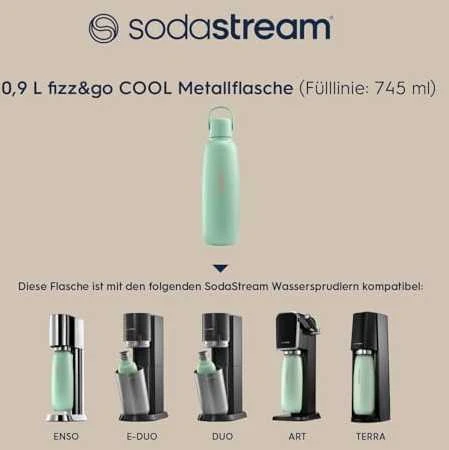 Buteliukas Sodastream Fizz & GO DWS, 0,9 l, Mėtų spalvos
