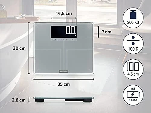 SOH Soehnle Shape Sense Connect 200 Stačiakampis Sidabras Elektroninės vonios svarstyklės
