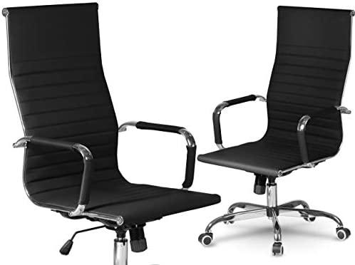 Sofotel Ergonomiška biuro kėdė, modernaus dizaino, juoda dirbtinė oda, reguliuojamas aukštis, pasukama kėdė namų biurui