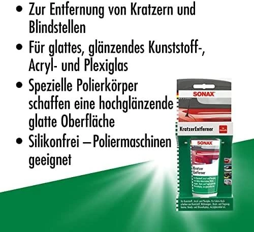 SONAX Skaidraus plastiko įbrėžimų šalinimo priemonė, 75ml 305000