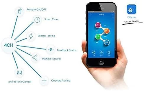 Sonoff 4-kanalų išmani relė valdoma WiFi - 230VAC 2200W