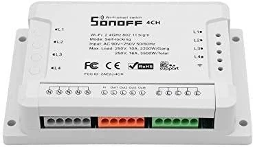 Sonoff 4-kanalų išmani relė valdoma WiFi - 230VAC 2200W