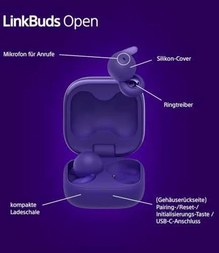 Ausinės Sony LinkBuds Open, Violetinės spalvos