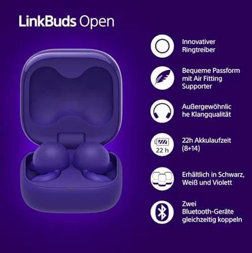Ausinės Sony LinkBuds Open, Violetinės spalvos