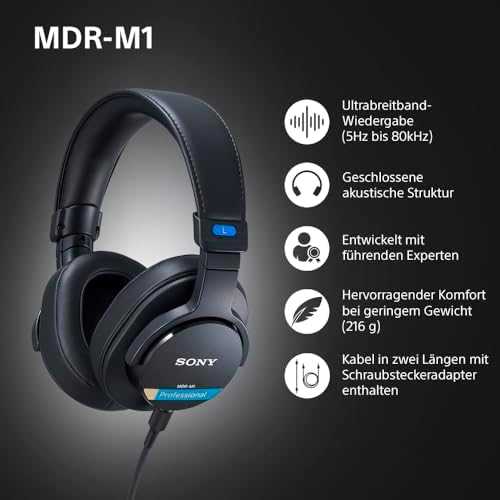 Sony MDR-M1 uždaros studijinės ausinės, Juodos