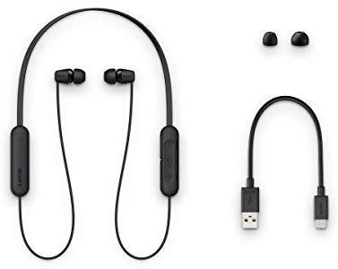 Belaidės į ausį įdedamos ausinės Sony WI-C200B, juodos