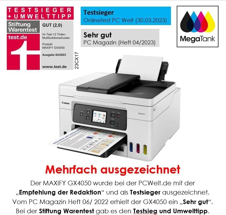 Spausdintuvas rašalinis Canon MAXIFY GX4050 MFP Spalv. refillable A4 350lap 33.6Kbps USB2.0 LAN WiFi