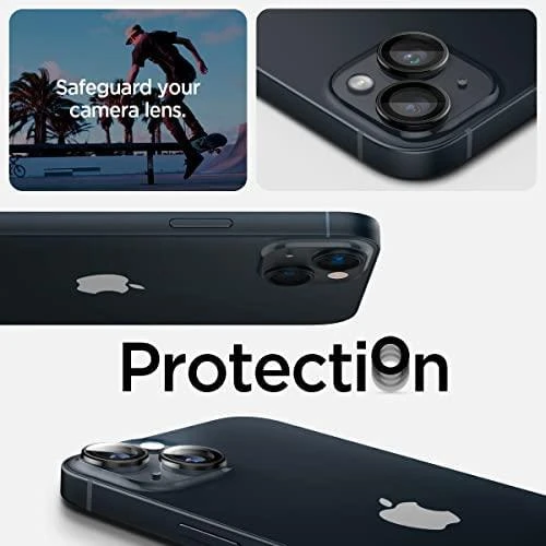 Spigen OPTIK.TR „EZ Fit” Kameros apsauga 2-pack Apple iPhone 14/14 Plus juodos spalvos