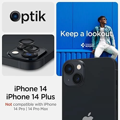 Spigen OPTIK.TR „EZ Fit” Kameros apsauga 2-pack Apple iPhone 14/14 Plus juodos spalvos
