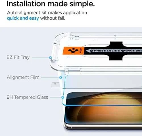 Spigen apsauginis stiklas GLAS.TR ”EZ FIT” 2-pack skirtas Samsung Galaxy S23 transparent