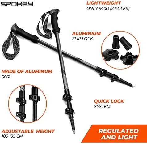 Trekingo lazdos Spokey Zion 929460, pilka/juoda