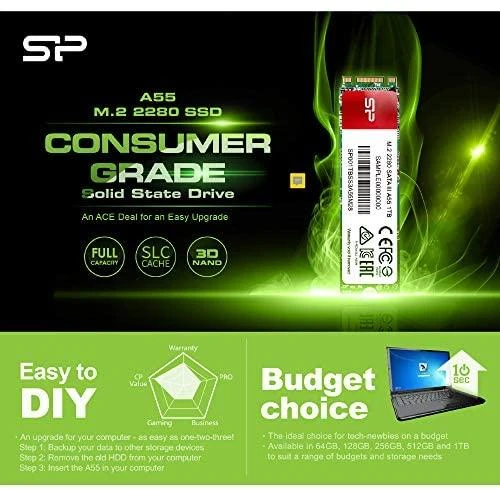 SILICONPOW SP001TBSS3A55M28 Silicon Power SSD A55 1TB, M.2 SATA, 560/530 MB/s