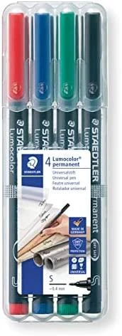STAEDTLER Lumocolor permanentinių žymeklių rinkinys, įvairių spalvų, 4 vnt. (313 WP4)
