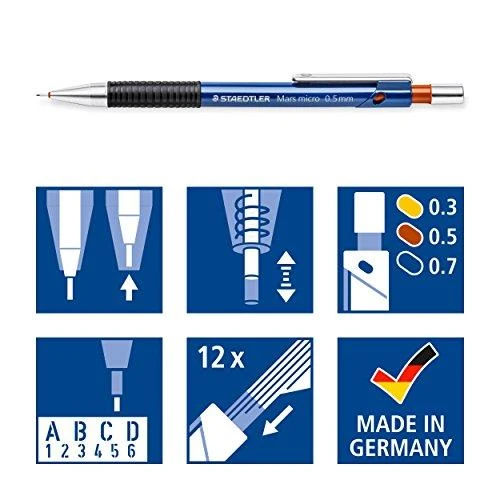 Staedtler Mars Micro automatinis pieštukas su funkcijų schema