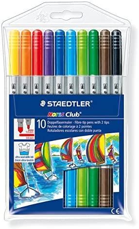 Staedtler Dvipusiai flomasteriai Noris CLub, 10 spalvų