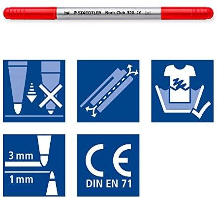 Staedtler Dvipusiai flomasteriai Noris CLub, 10 spalvų