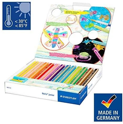 Staedtler - Noris Junior Chunky 3in1 spalvoti pieštukai, 12 vnt. (+2 metai) (140 C12)