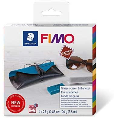 Fimo Leather Effect rinkinys: 4x25g maselės + priedai
