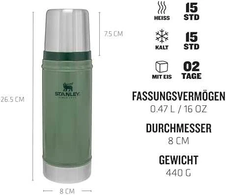 Termosas Stanley Classic, 0,47 l, žalias
