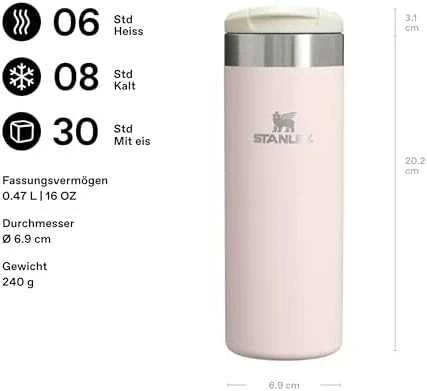 Termopuodelis Stanley Aerolight Transit, 0,47 l, Rožino kvarco spalvos