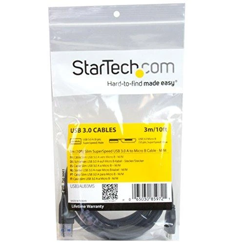 StarTech.com USB3AUB3MS USB kabelis 3 m 3.2 Gen 1 (3.1 Gen 1) USB A Micro-USB B Juoda