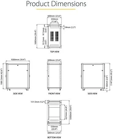 „StarTech“ 19 colių 22U pastatoma spintelė (RK2236BKF)
