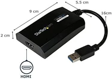 USB į HDMI adapteris su matmenimis