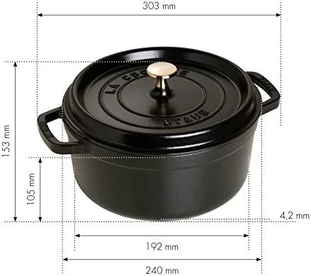 STAUB kepimo indas Round Cocotte, 28 cm, Juodas