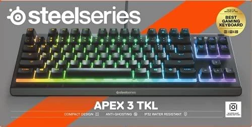 Žaidimų klaviatūra SteelSeries Apex 3 TKL, US kalba, Juodos spalvos