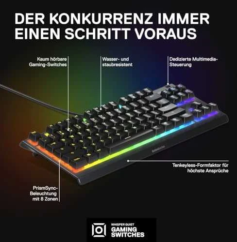 Žaidimų klaviatūra SteelSeries Apex 3 TKL, US kalba, Juodos spalvos