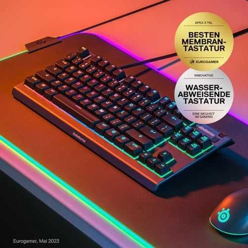 Žaidimų klaviatūra SteelSeries Apex 3 TKL, US kalba, Juodos spalvos