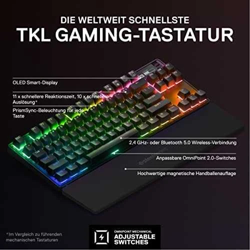 Belaidė žaidimų klaviatūra SteelSeries Apex Pro TKL 2023, su RGB LED pašvietimu, US išdėstymas (64865)