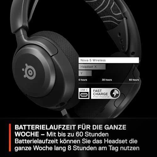 Belaidės žaidimų ausinės SteelSeries Arctis Nova 5, Juodos spalvos